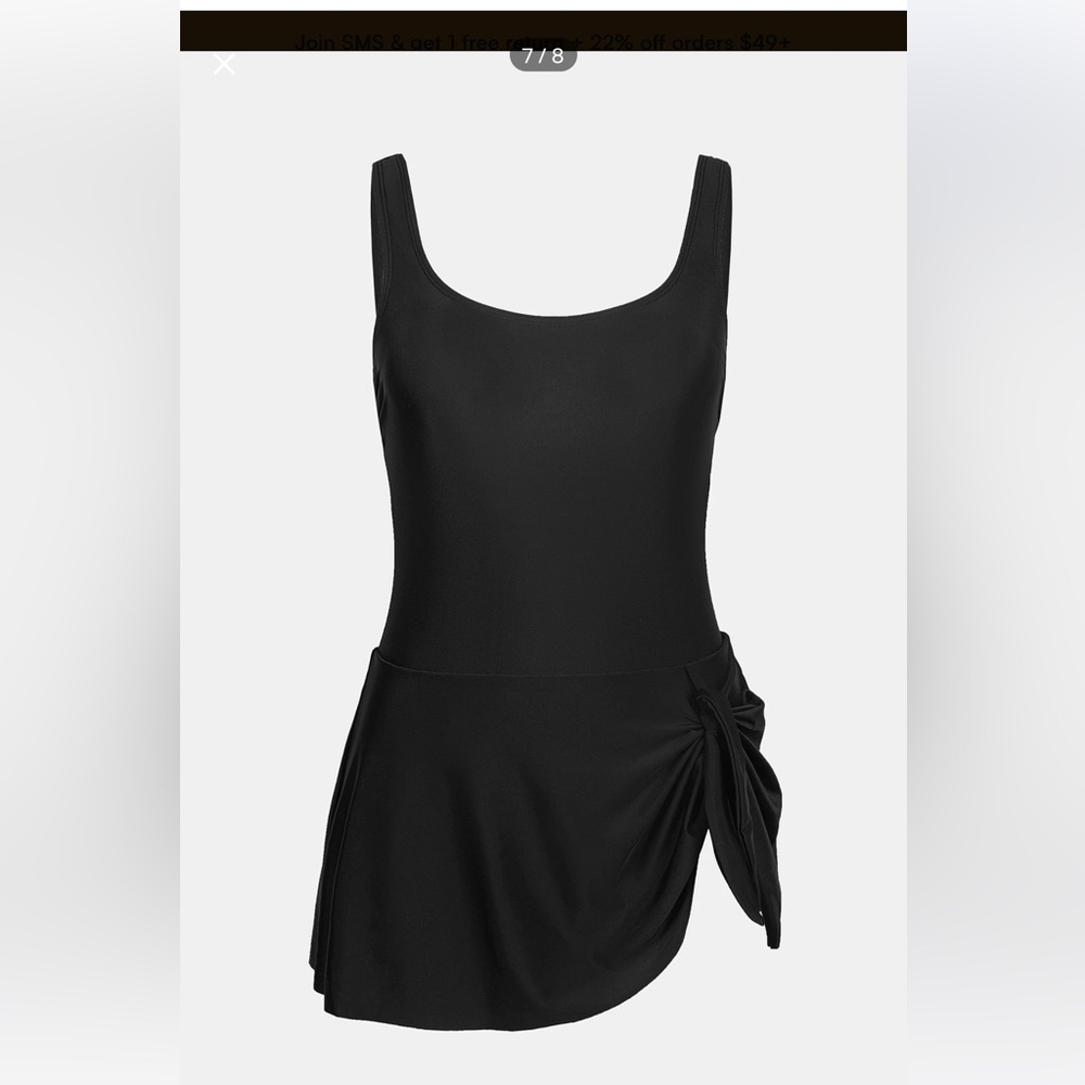 Black Skirt swimsuit with Side Knot-XL